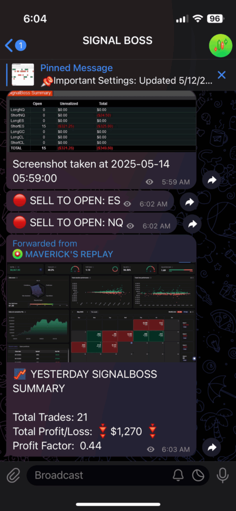 may 13th 2025 trade log
