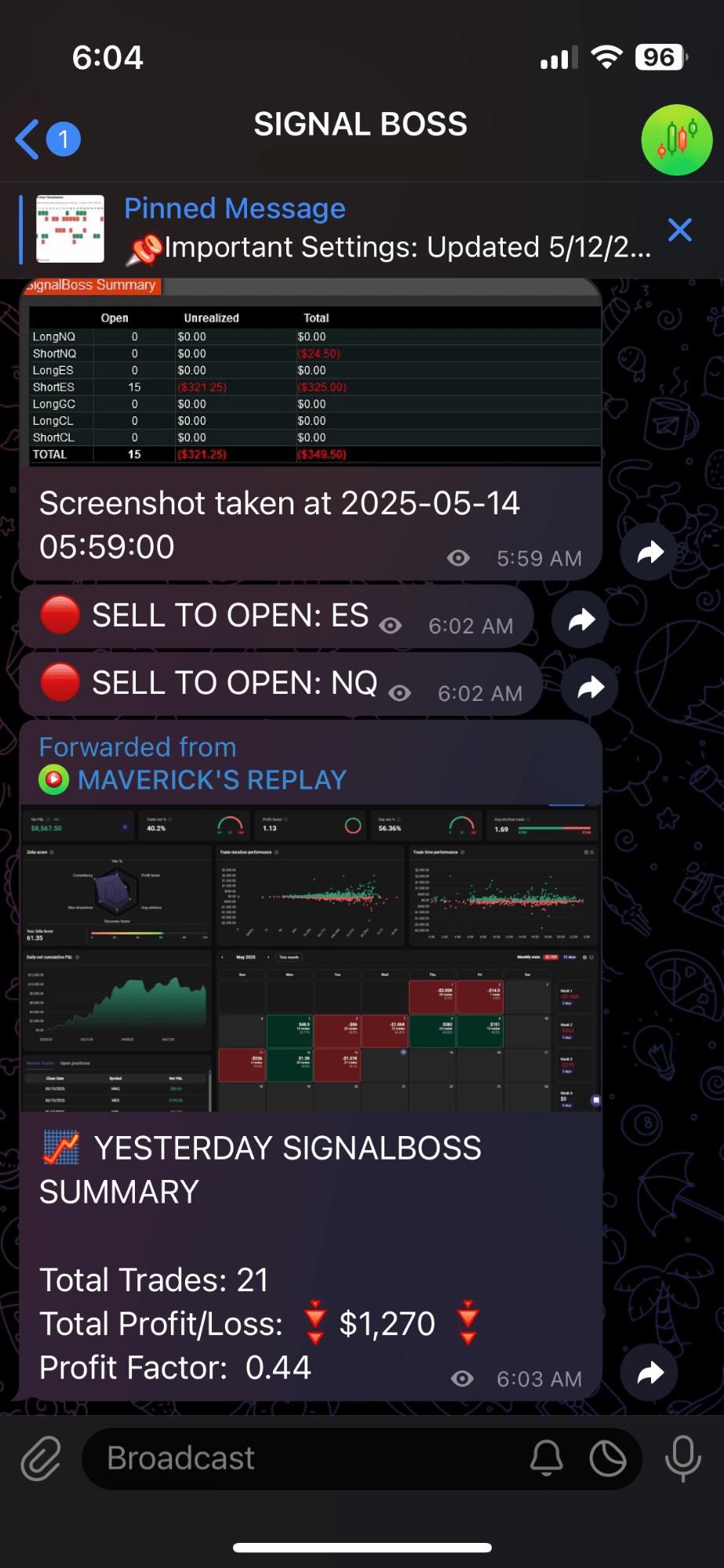 may 13th 2025 trade log