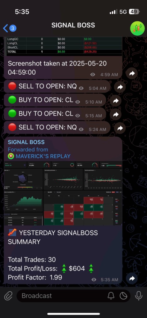 may 19th 2025 trade log